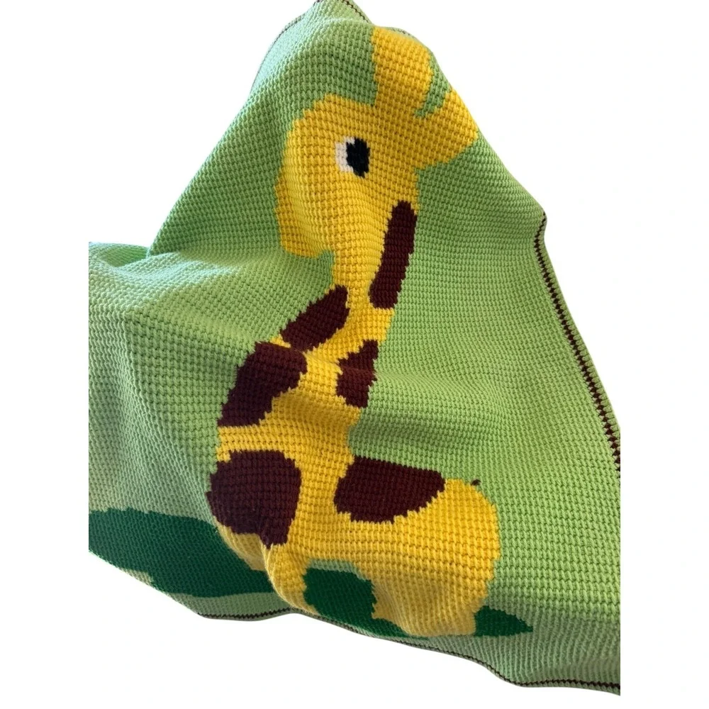 Handmade Crocheted Baby Throw Blanket‎ Giraffe Animal Tapestry Design 39